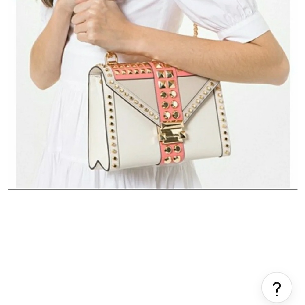 Michael Kors White and Pink Studded Shoulder Bag - Picture 2 of 10